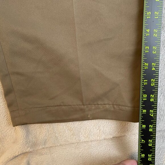 George Mens Pants 44x30 Dark Tan Polyester Chino Flat Front Classic Casual - Picture 5 of 11